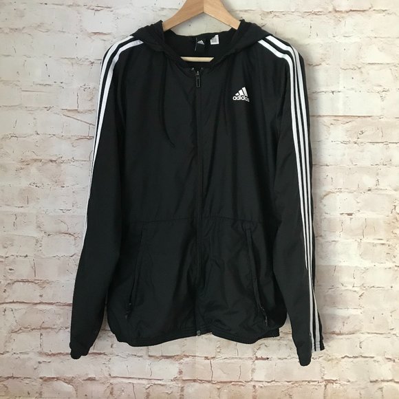 adidas black white windbreaker